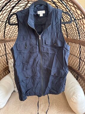 Ann Taylor LOFT Super Lightweight Utility Vest Navy Blue Medium